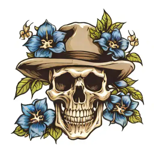 Skull And Blue Bonnets