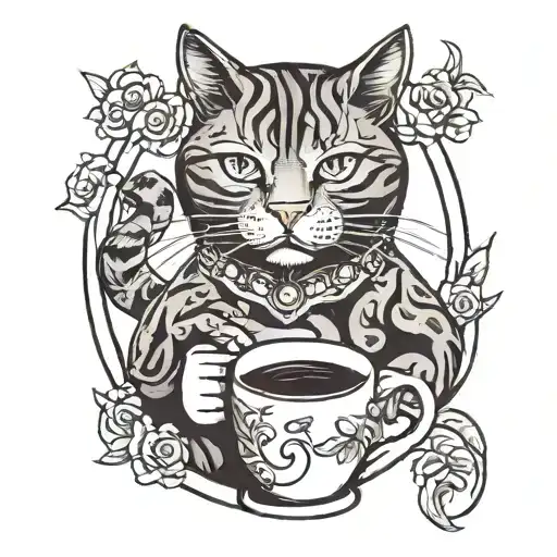 Cat Holding A Coffee Mug
