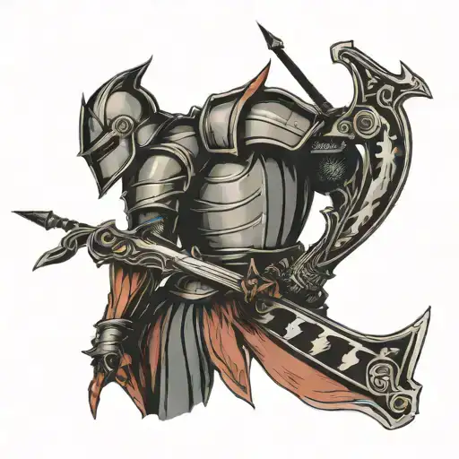 Knight With Arrows On His Back Trying To Stand With Hes Sword