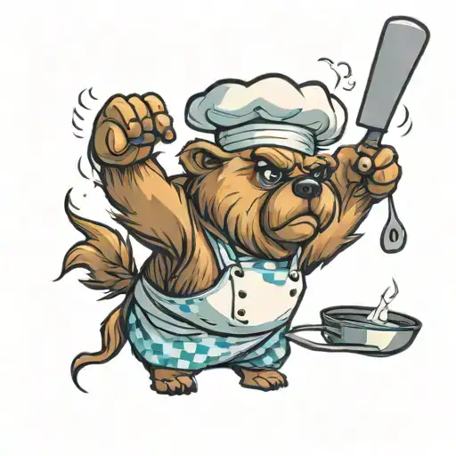 Angry Teddy Bear Chef Cooking