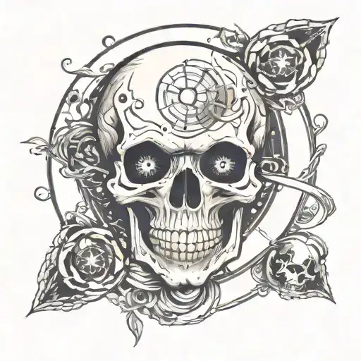 Skull With One Black Eye And Planet In The Other