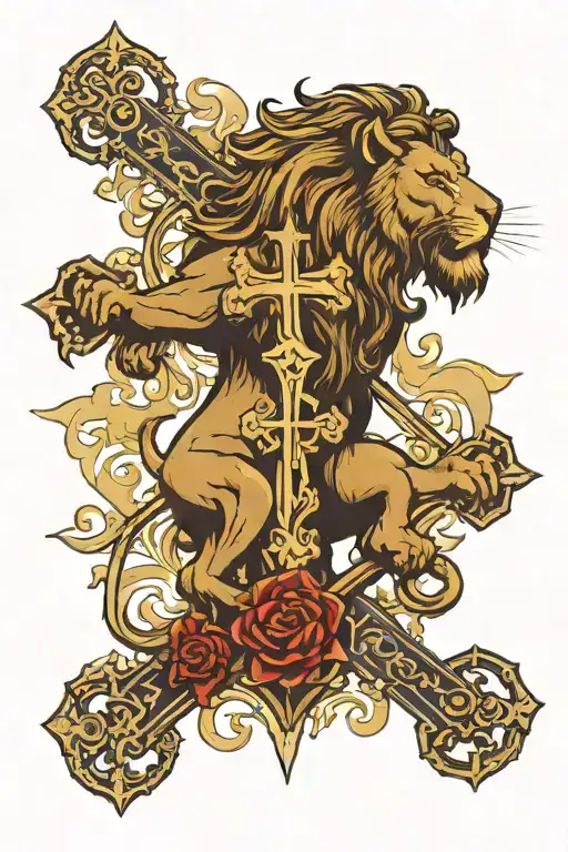 Cross Lion Psalms 22 Combined