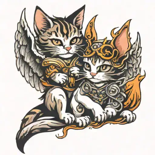 Cat Angel And Demon