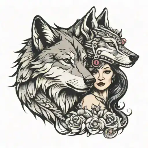 Wolf And Girl Side Profile