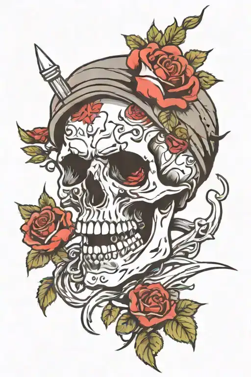 Soldiers Skull With Roses
