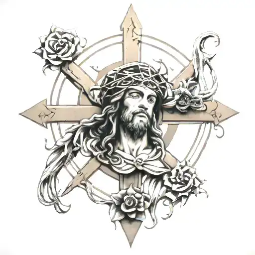 Crucified Jesus With A Wind Rose