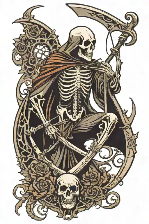 Reaper Holding A Humans Neck With Scythe Hanging