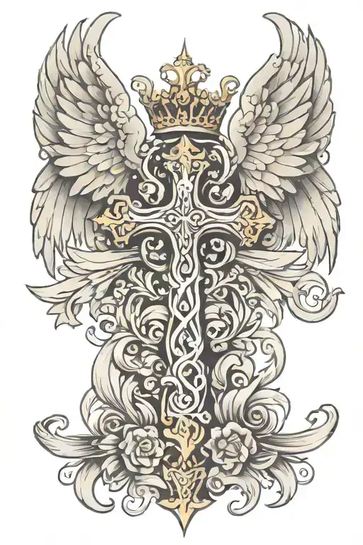 Cross Angel Wings Crown