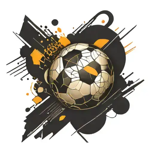 Soccer Ball With Abstract Fields Around It