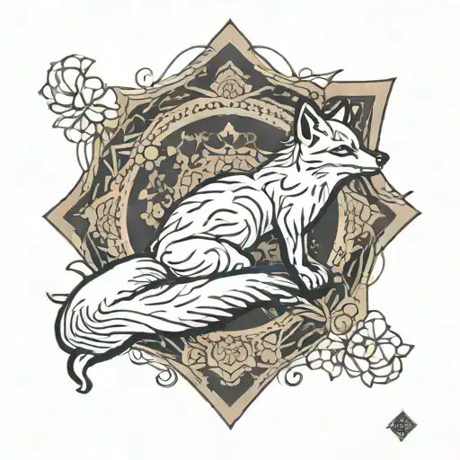 Fox In Front View In A Zen Position