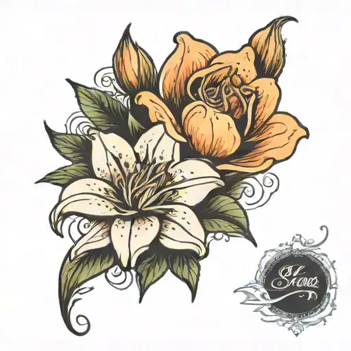 Lily Flower With A Rose