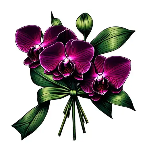 Mini Bouquet Of Orchids With A Ribbon Tied