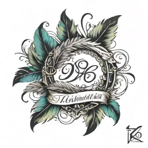 Feather Infinity Sign With Names Keisha & Kenzleigh