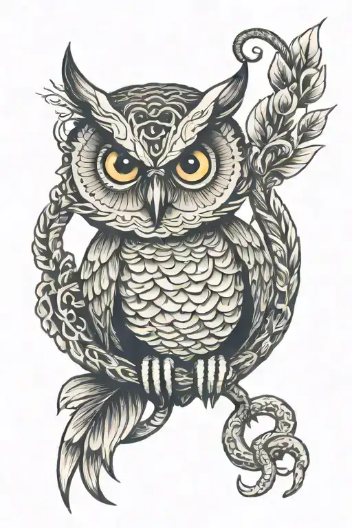 Owl With Snake