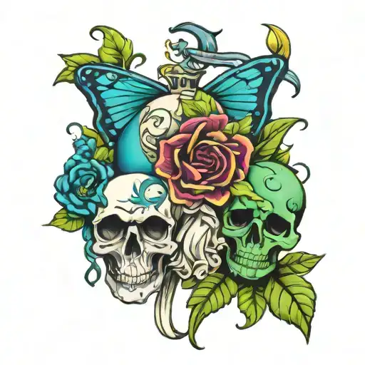 Blue And Green Band With Birthday And Deathday In Between