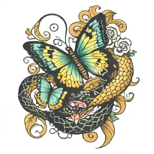 Butterfly And Snake
