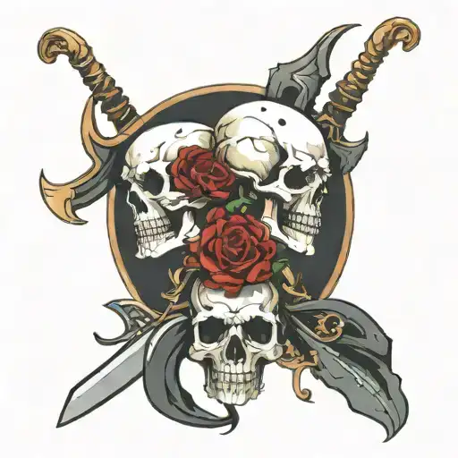 Scythe And Skull Behind The Ear Back If The Neck