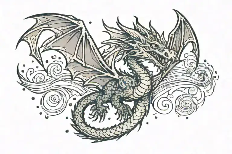 Dragon Flying Through A Galaxy