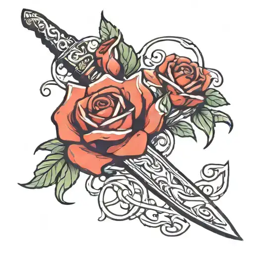 Knife With Rose Intertwined