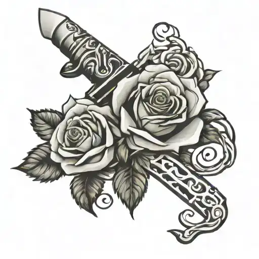 Knife With Rose Intertwined