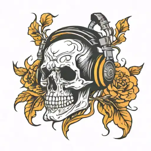 Skull Wearing Headphones