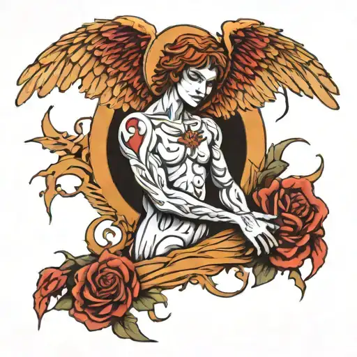 Angel Covered In Wounds Protecting His Family