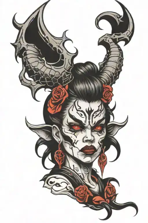 Angry Demon Girl Face