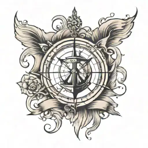 Ship Compass Waves Wind Rose