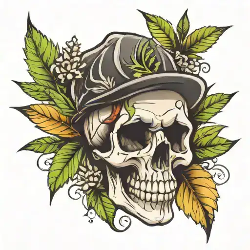 Skull And Weed Leaf