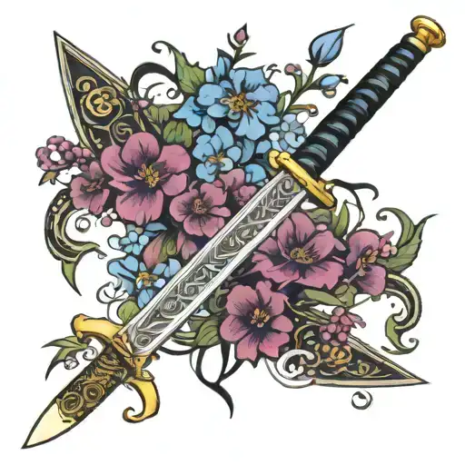 Samurai Sword Wrapped With Larkspur