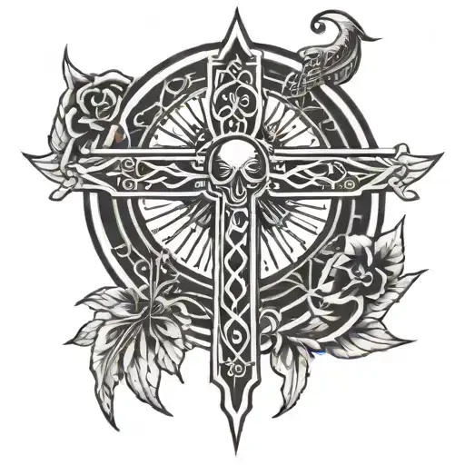 Ankh With A Sun Emitting Rays From The Centre On Elbow