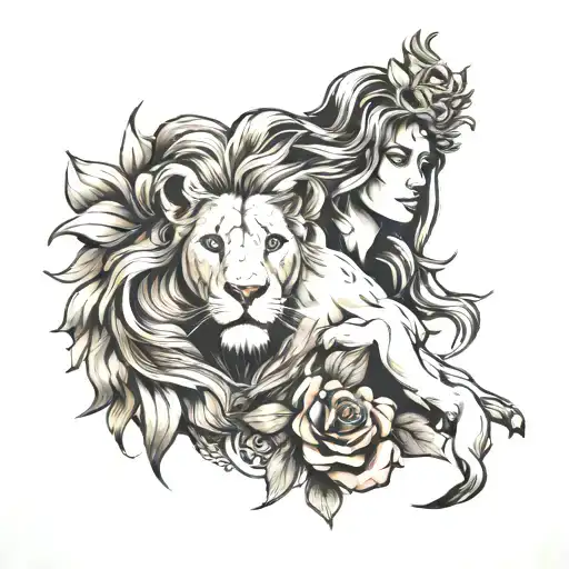 3D Lion And Women