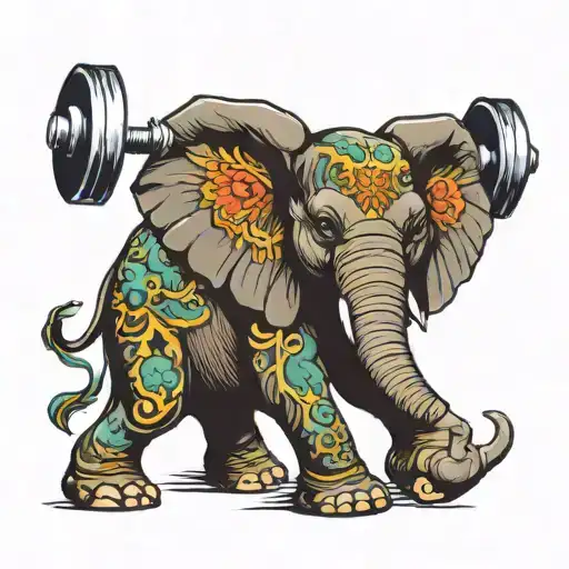 Elephant Holding A Dumbell