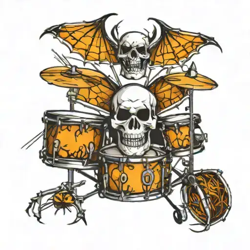 Drums With Spider Web And Skull