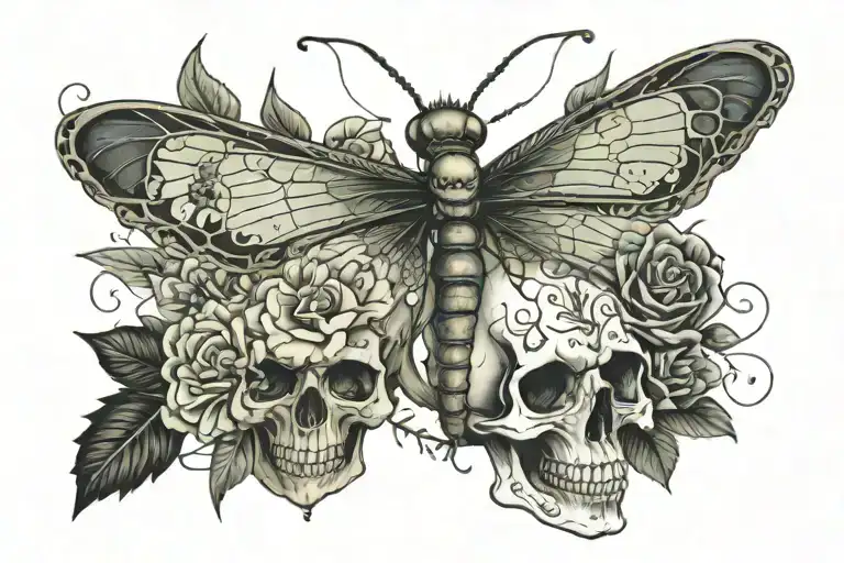 Lace Garder Skull Dragonfly Poisonus Flower Growing