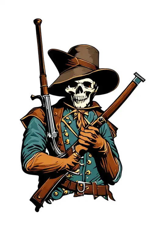 Minuteman Skull Face Holding Musket New Hampshire