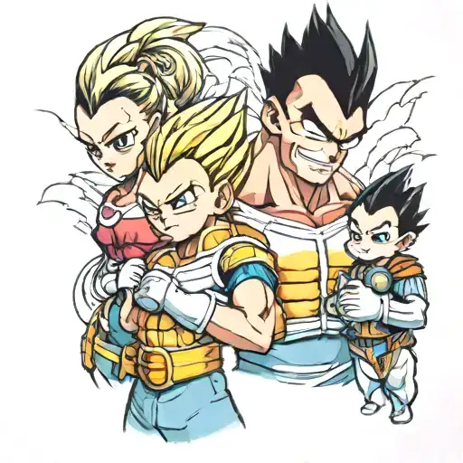 Vegeta With His Daughter And Son