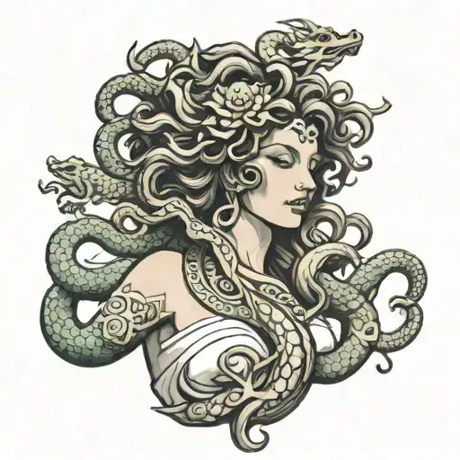 Greek Medusa With Dragon