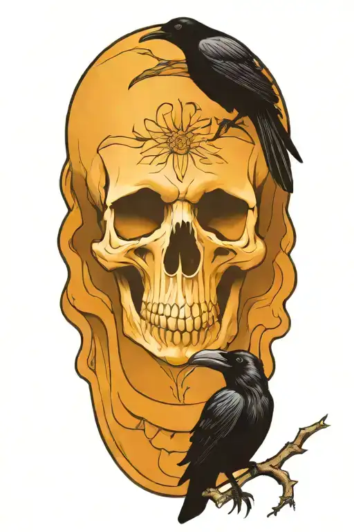 Raven On Skull