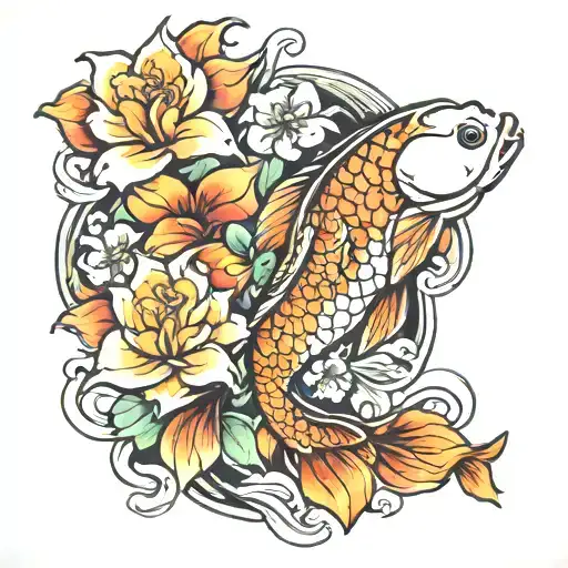 Flowers Koi Fish Memorial