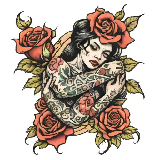 Rose Wrapped Arms Around Herself