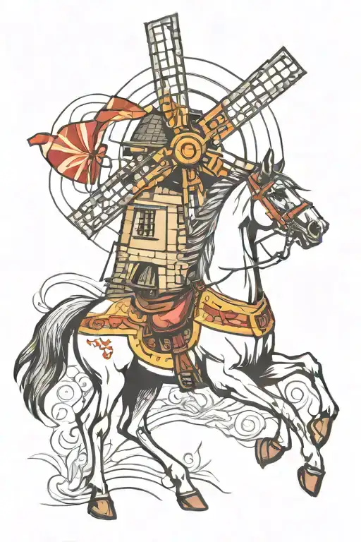 Menorquian Horse With Windmill Dom Quixote