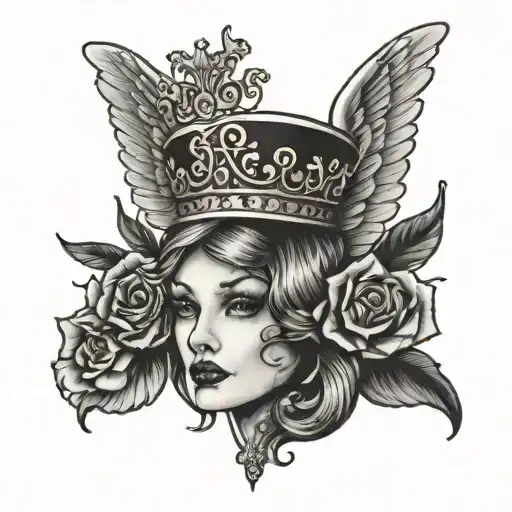 Angel Wing With Tiara On Top Hat