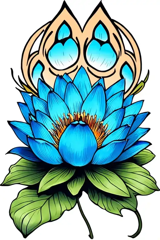 Cat Paw Print Blue Lotus Flower