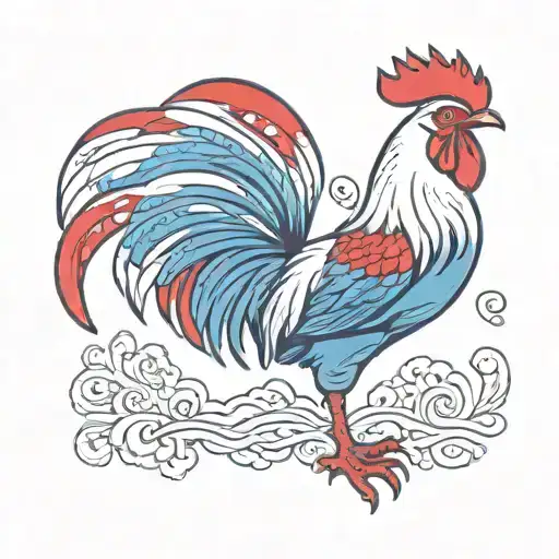 Rooster Blue White Red