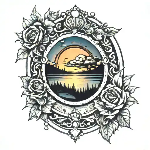 Rearview Mirror Sunset Reflection Within The Eye