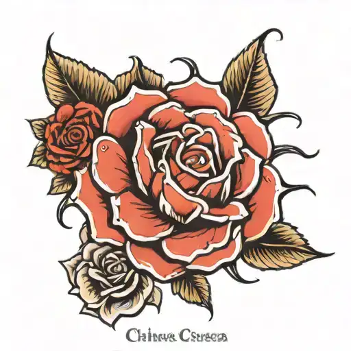 Small Tattoo With The Name Chinesa With Rose Surrounded