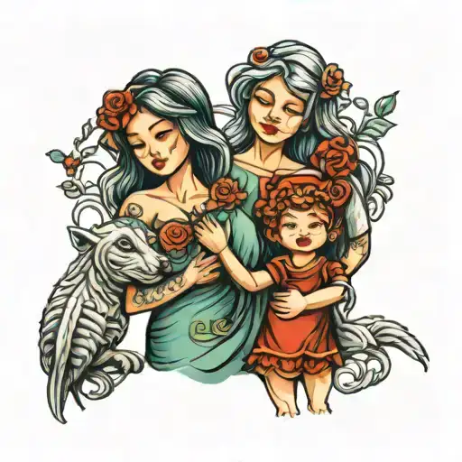 Mother And Children Holding Hands