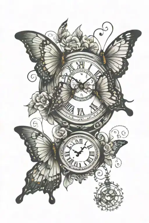 Double Clock Butterfly Flying