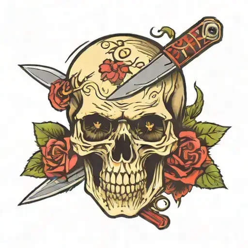 Skull With Knife Through The Right Eye